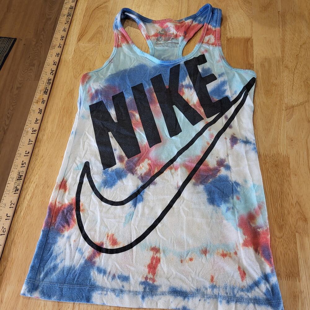 Nike Red White & Blue Tie Dye Tank Small USA 15" P2P